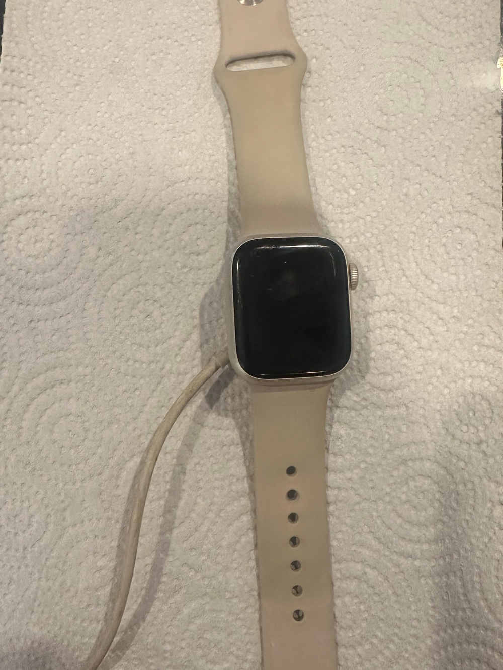 Apple Watch with Cream Silicone Band